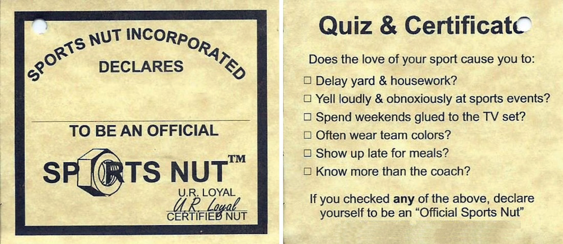 Official Sports Nut Certificate